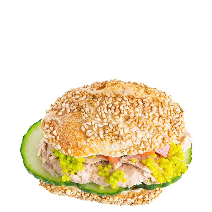 Thunfisch mit Tobiko Kaviar Minisemmel